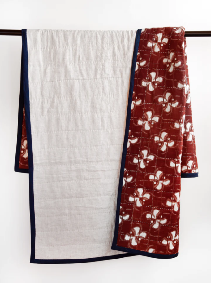 Throw Quilt Vintage Japanese Kimono Fabric