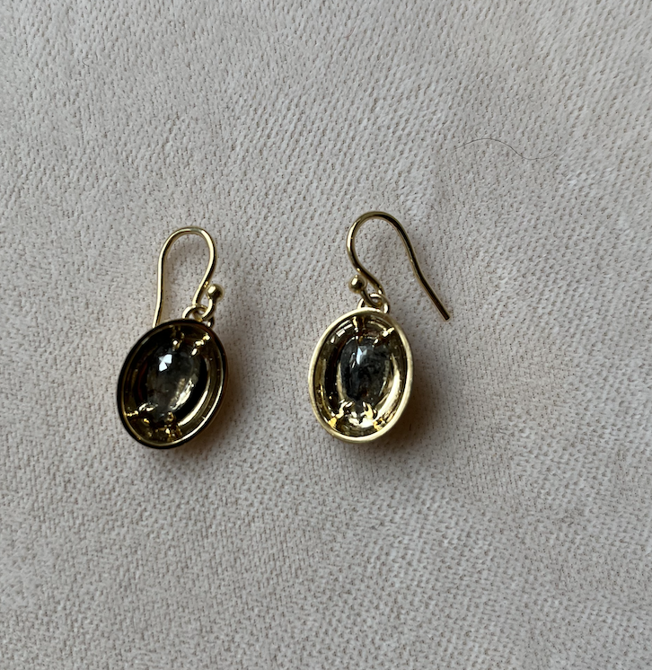 18K Yellow Gold & Black Diamonds Earrings