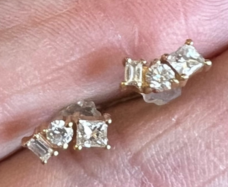 14K Yellow Gold Diamond Cluster Earring