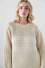 Mixed Stitch Pullover in Ecru