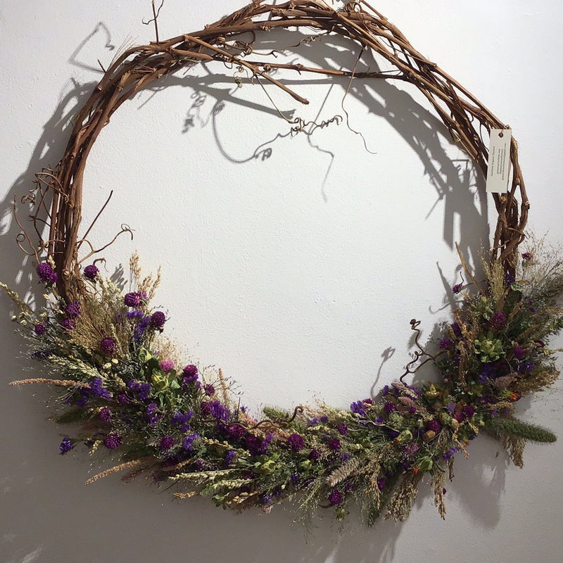 Extra Large 24” Purple Dried Flower Wreath