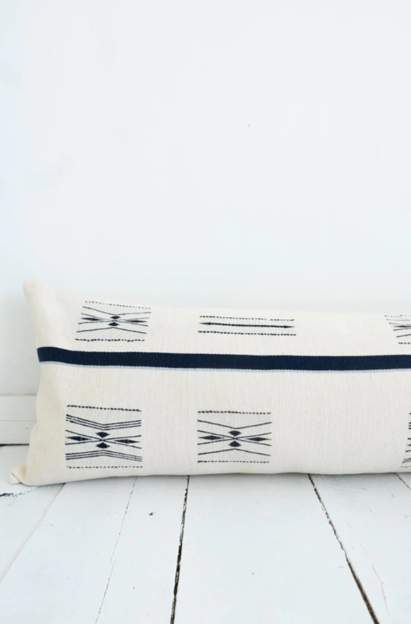 Barrydale Lumbar Pillow in Ivory and Midnight